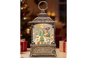 KUKUZON Snow Globe, Santa Snow Globe Christmas Tree, Lighted Musical Decorations Lantern,Village Houses, Train Battery, Reindeer, USB or Battery Operated，Gifts for Men and Kids.