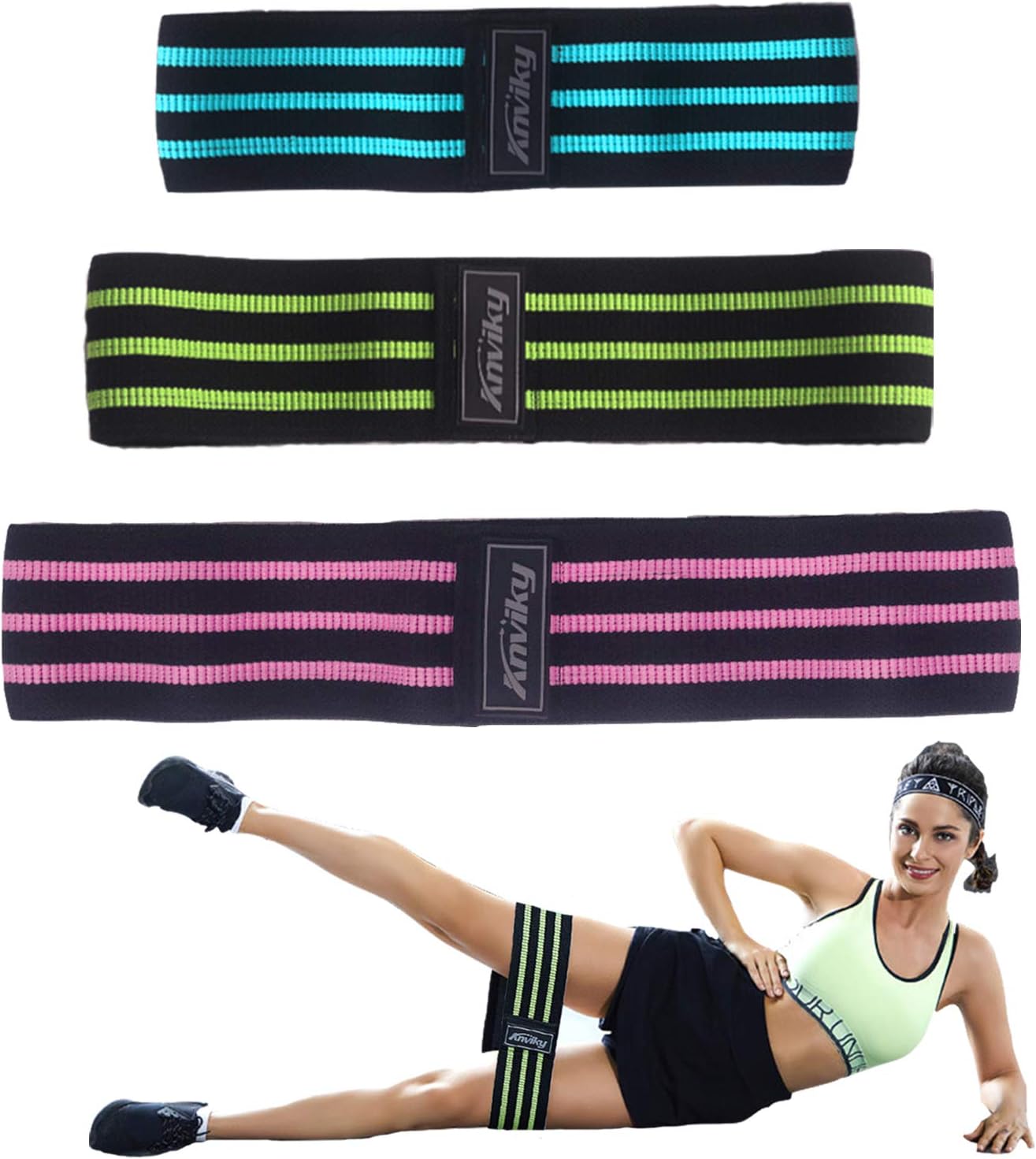 WOOSL HAGNESS Booty Bands for Legs and Butt Hip Bands Resistance Bands Workout Bands Fitness Bands Fabric Soft and Non-Slip Design Glute Stretch Resistance Loops Bands