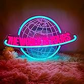 Elysthomea The World is Yours Neon Sign with USB Power Dimmer Ice Blue Pink Planet LED Neon Light for Man Cave Home, Game Zone, Room, Bedroom, Bar, Birthday Gift for Children 16.2 * 10.4 inch