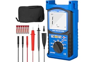 WAPORICH Digital Insulation Resistance Tester, RQ-6688F Voltage Tester 250/500/ 1000/ 2500V, Auto Range Megohmmeter 1MΩ~20GΩ, Resistance Tester with 1999 Count LCD Display, Data Hold, Back-Light （Battery）