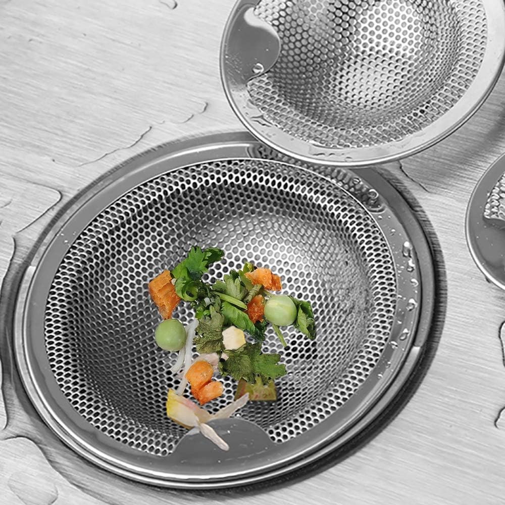 4 PCS Kitchen Sink Strainers, FineGood Stainless Steel Anti-clogging Mesh Sink Drainer Kithen Sink Drain Filter Basket-Silver - Image 4
