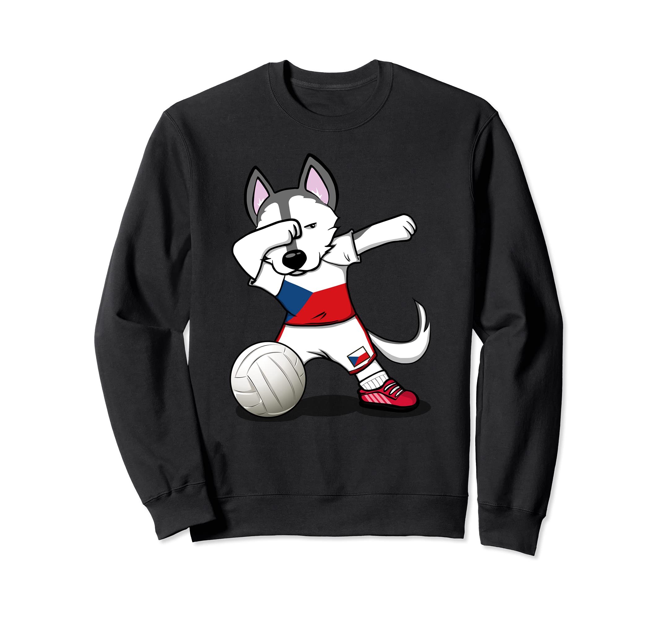 Dabbing Husky Dog Czech Republic Volleyball Fans Jersey Flag Sweatshirt