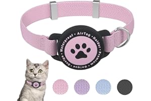 FURRIGO Airtag Cat Collar, Stretchy Kitten Collar with Apple Air Tag Holder, Lightweight and Comfortable, Ultra Elastic GPS Cat Collars for Cats Kittens and puppies, 7.5-12.5 Inch