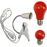 YCCLDIPL Darkroom Safelight Portable Red Lamp with Clip 360 Degree Desk Light with Switch, E27 LED Screw Light with 180cm Power Cord