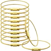 Gredak Wire Keychain Cable Golden 1.5mm 6 Inch, Stainless Steel 7x7 Cable Key Ring,Cable Ring 12 Pcs，Weatherproof Design for Keys Tools Outdoor Gear