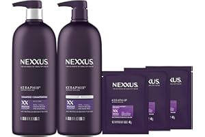 Nexxus Keraphix Shampoo and Conditioner - Damaged Hair Treatment System with Keratin Protein and Black Rice, 2 Count & 3 Repair Masks Treatment, 33.8 oz, 1.5 oz, 3 Count, 5 Count ( Pack of 1)
