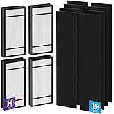 4 True HEPA Replacement Filter H and 8 Carbon Pre-Filter B, Compatible with Honeywell Filter H, HRF-H1C,HRF-H2C, HRF-B2C,Hone