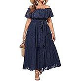 Plus Size Chiffon Off The Shoulder Maxi Long Floral Summer Casual Beach Boho Sundress Women 2024