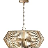Capital Lighting 330341MA Kaiya Modern Art Deco Metal Band Hexagon Pendant Ceiling Light, 4-Light 400 Total Watts, 12" H x 22
