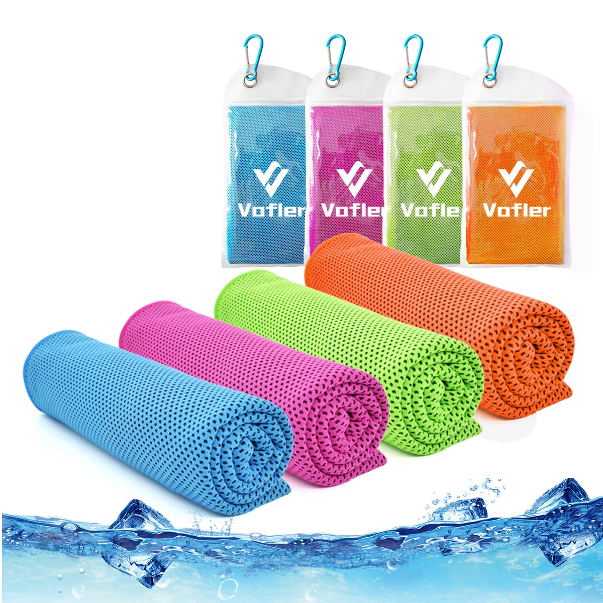 Cooling Towel,Vofler Cool Towels Pack Set Microfiber Chilly Ice Cold Head Band Bandana Neck Wrap (40"x 12") for Athlete Men Women Youth Kids Dogs Yoga Outdoor Golf Running Hiking Sports Camping Travel