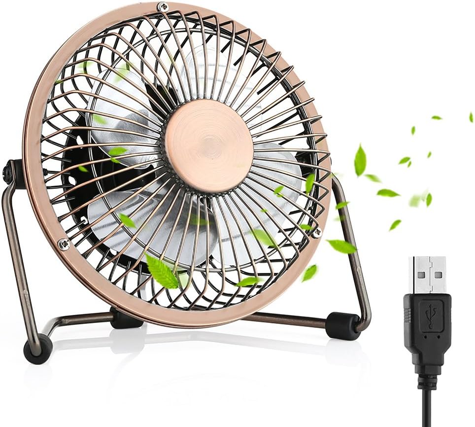 USB Fan, Desktop Fan Mini USB Fan Table Desk Personal Fan, Mini Table Fan Quiet Operation Desk Fan Suitable for Home Office Travel Camping Household, 6 inch Bronze