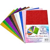 Glitter Paper Foam Adhesive Sheets for Christmas Gift DIY, 10Pcs Multicolor | Self-adhesive &amp; fine Glitter Texture, 11.8 X 7.8 Inch Easy to Cut &amp; Multi-color Available, for Card Making Thanksgiving Gifts