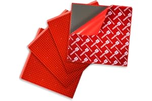 Creative QT MakerBase, Red, 4 Pack, 10”x10” Peel-and-Stick Toy Building Blocks Stackable Baseplates, Bases for Play Tables, Walls, and More, Compatible with All Major Brick Brands