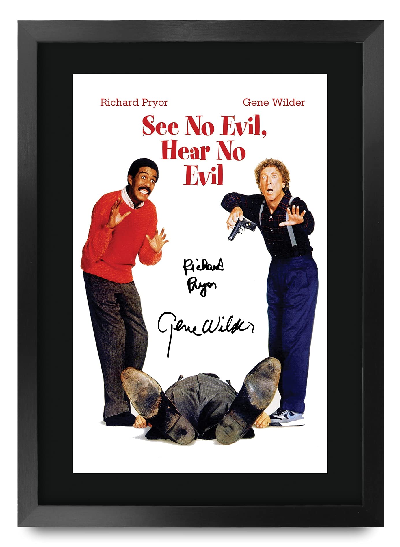 HWC Trading FR A3 See No Evil Hear No Evil Movie Poster Gene Wilder, Richard Pryor Gifts Printed Poster Signed Autograph Picture for Movie Memorabilia Fans - A3 Framed