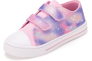 FUNCOO PLUS Boys Girls Sneakers Toddler Canvas Shoes Kids Walking Shoes with Hook and Loops