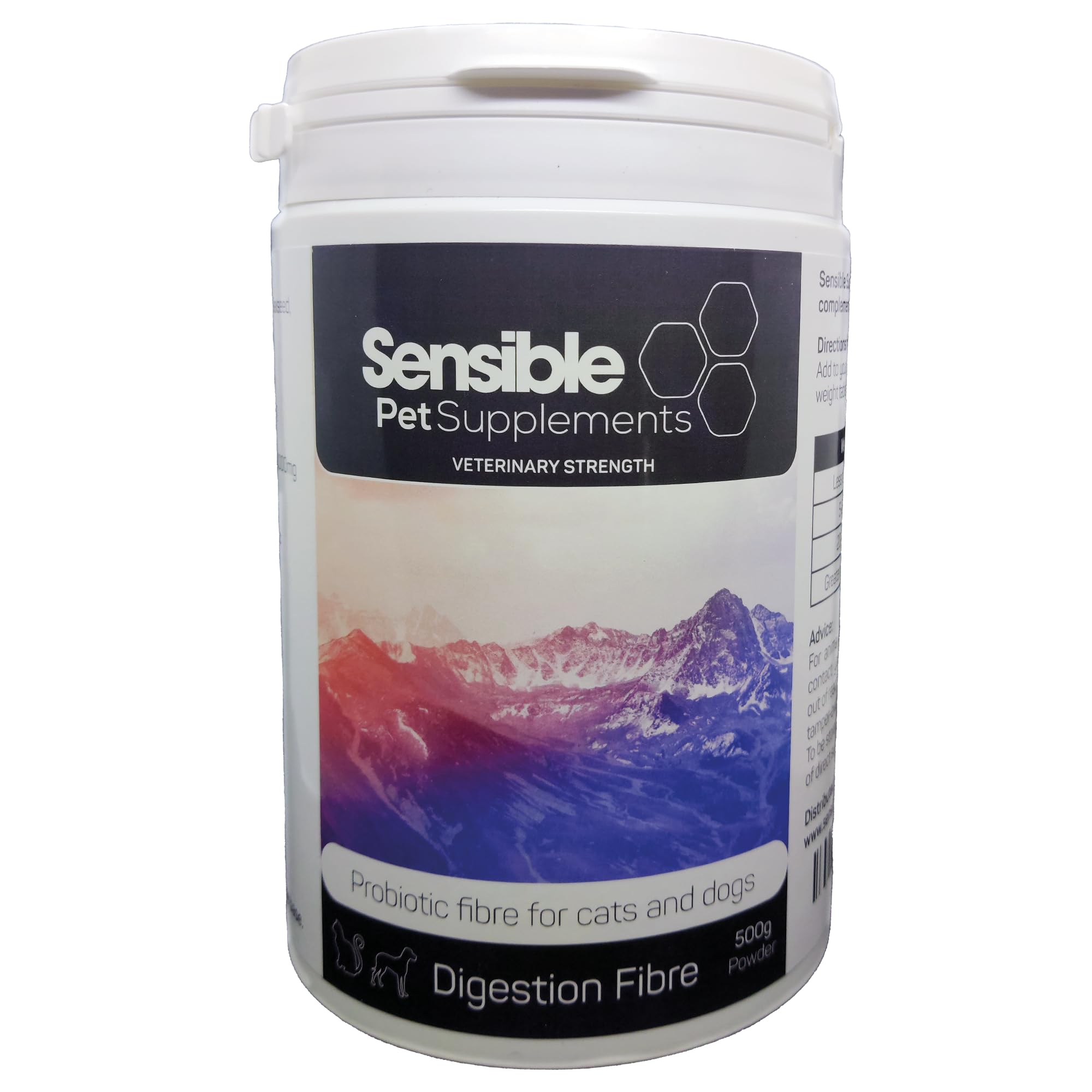 Sensible Pet Supplements 'Digestion Fibre' | Daily probiotic fibre supplement for dogs and cats. Supporting normal digestive function. | 500g Powder