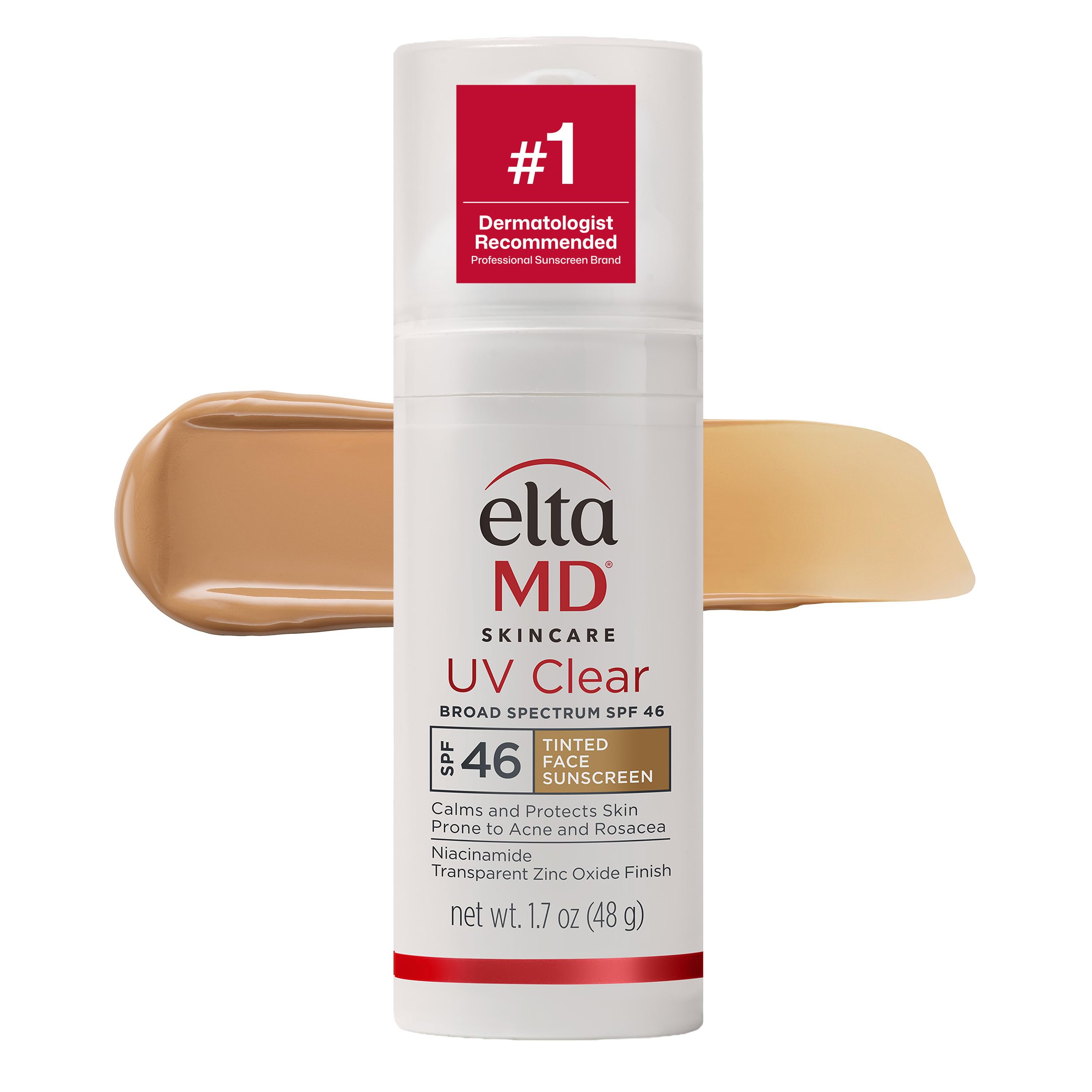 Photo 1 of EltaMD UV Clear Tinted Sunscreen for Face, SPF 46 with Zinc Oxide, Oil-Free, Dermatologist Recommended, For Acne-Prone Sensitive Skin, 1.7 oz
