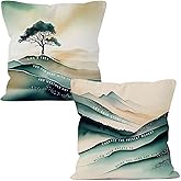 MONALET Boho Mountain Tree Mental Health Throw Pillow Covers 18x18 Set of 2, Therapist Decor Pillow Cases Gifts for Classroom Therapy Counseling Office Playroom, Calm Down Corner Supplies Pillowcases