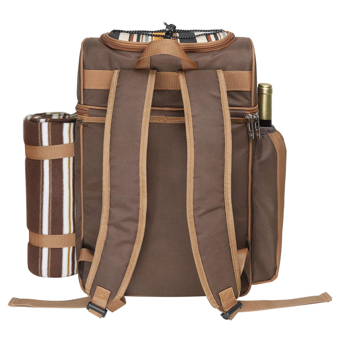 Hap Tim Picknick-Rucksack-Kühler für 2 Personen mit isolierter auslaufsicherer Kühltasche, Weinhalter, Fleece-Decke, Besteck-Set, perfekt für Strand, Tagesreisen, Wandern, Camping,(EU-36083) 7