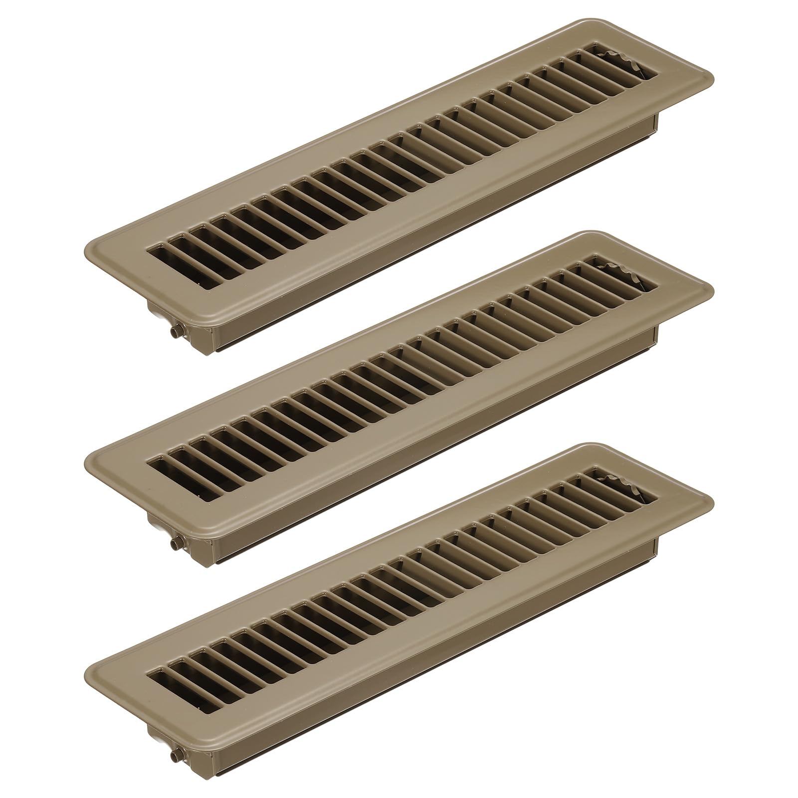 PATIKIL 12 x 2 Inch Floor Register, 3pcs Heavy Duty Air Vent Cover Steel Adjustable Decor Vents Easy Adjust Floor Grates for Sidewall Home Office, Brown