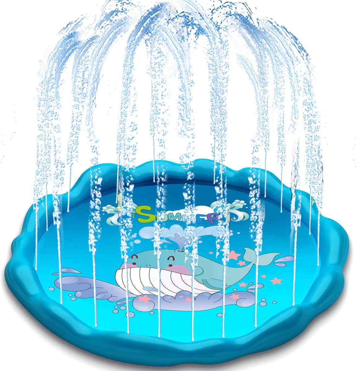 MeiGuiSha 60" Whale Sprinkler Mat for Kids ,Inflatable Pool for Outdoor Games, Wading and Learning -Kiddie Splash Pad Toys for Play and Fun Activity - Best Gifts for Baby and Toddler Girls and Boys