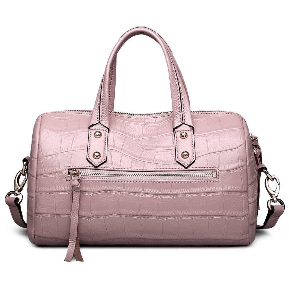 ZOOLER GLOBAL Women‘s Genuine Leather Handbags Large Space Fashion Purse Boston Bags Pink