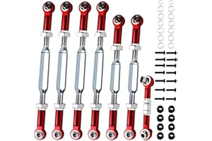 XZSNLYZ 2025 Stainless Steel Turnbuckles Tie Rods with Spacers fit for 1/10 Traxxas Slash 4X4（VXL）,Slash 2WD,Hoss 4X4（VXL）,Rustler 4X4 （VXL）,Rustler 2WD,Stampede VXL,Bandit/VXL,RC Car Hops Up Parts(Red)
