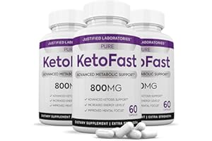 JUSTIFIED LABORATORIES Pure Keto Fast Pills Advanced BHB Ketogenic Supplement Real Exogenous Ketones Ketosis for Men Women 60 Capsules 3 Bottles