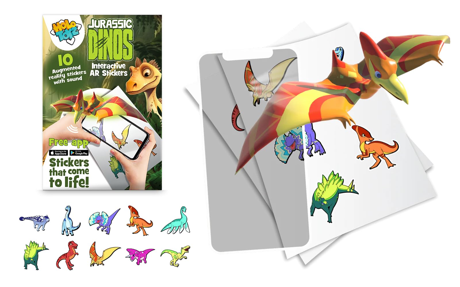 HoloToyz Jurassic Dinos Augmented Reality Peelable Stickers