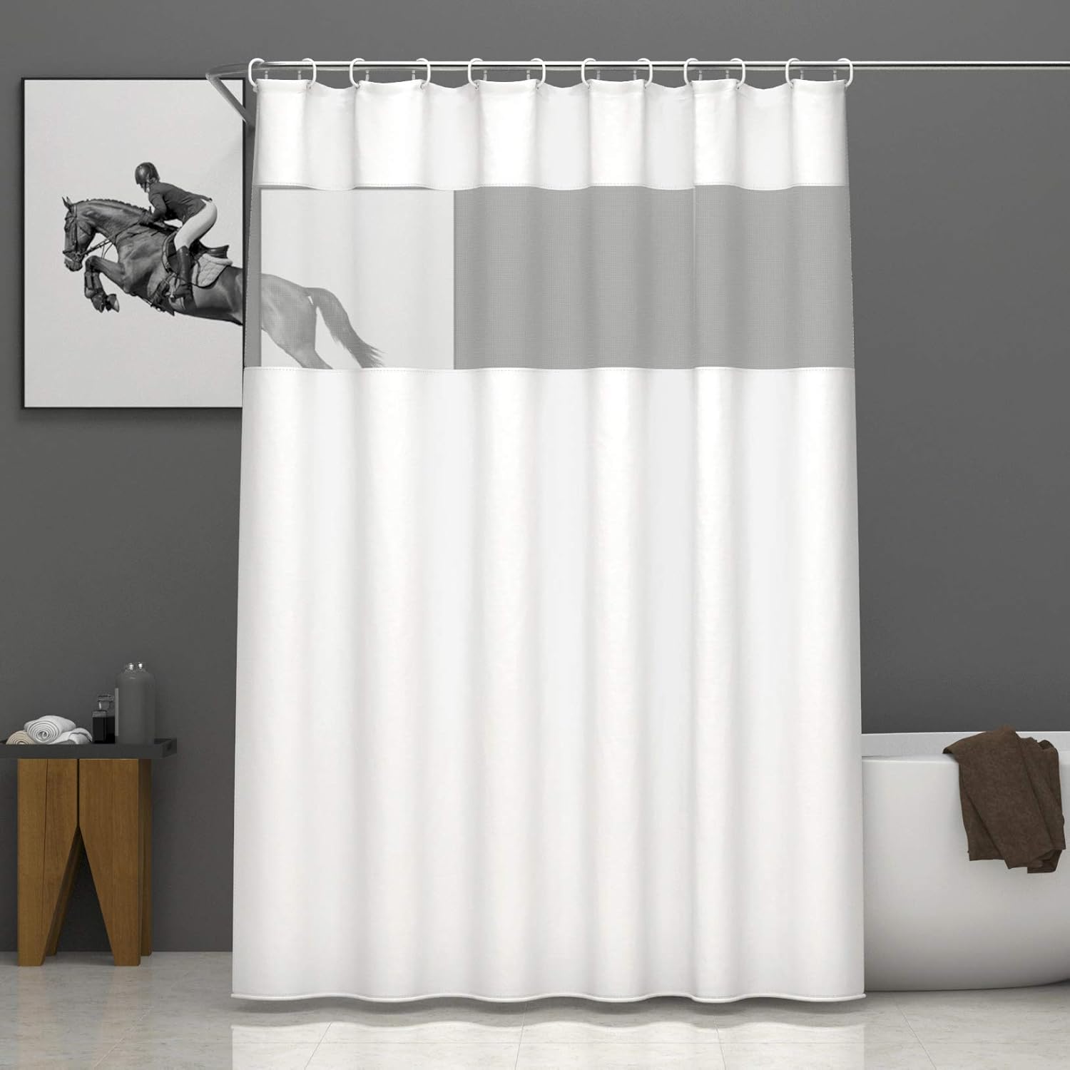 Amazon Com Ufriday White Shower Curtain With Light Filtering