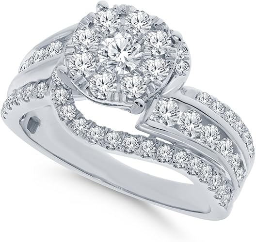 10K White Gold 1.50 TCW Real Diamond Engagement Ring Center RG07133