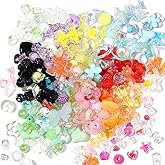 Juimtien 150g (170-230pcs) Aesthetic Acrylic Assorted Beads: Cute Kawaii Mix Color Beads for Jewelry Making