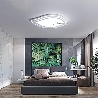 Warm White Light Led Ceiling Lamp Ultra Thin Design Leaf
