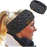 Loritta Womens Ear Warmers Headbands Winter Warm Fuzzy Cable Knit Head Wrap Fleece Lined Gifts