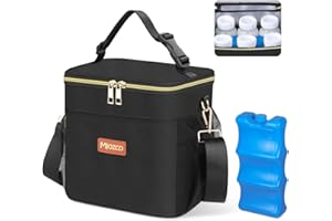 TAESSV Breastmilk Cooler Bag with Ice Pack - Insulated Baby Bottle Cooler Bag Fits 6 Bottles Up to 11 Oz Milk Bottle Cooler Travel Bag Breastmilk Storage Bag Cooler Perfect for Nursing Mom Daycare, Black