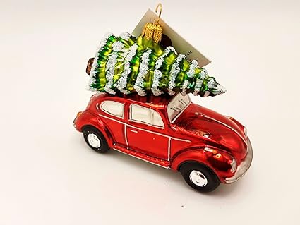 Amazon Com Hanco Glass Vw Beetle Red With Christmas Tree
