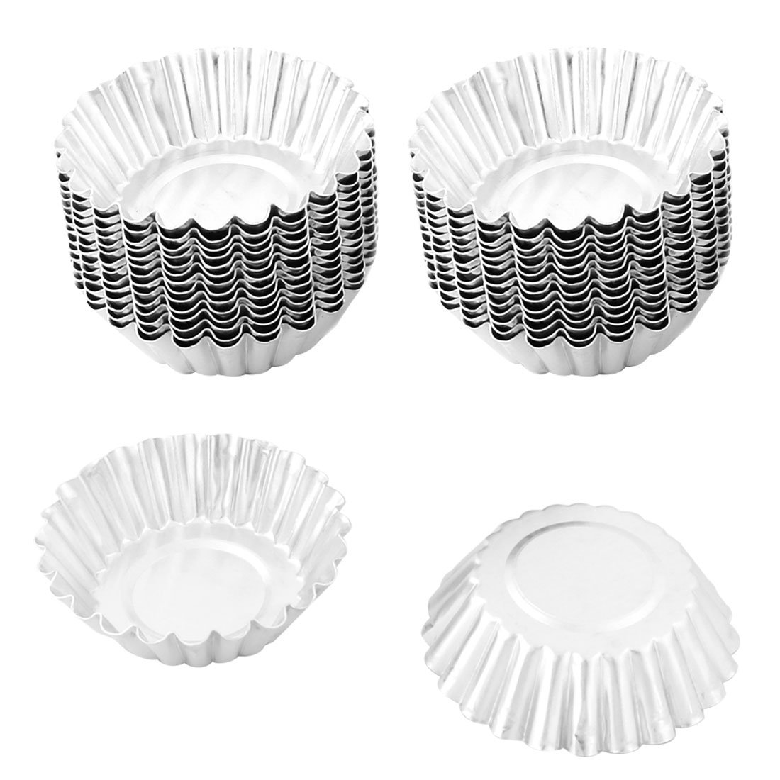 Sourcingmap Aluminium Alloy Family Kitchen Cake Egg Tart Chocolate Baking Mold 7cm Dia 30pcs