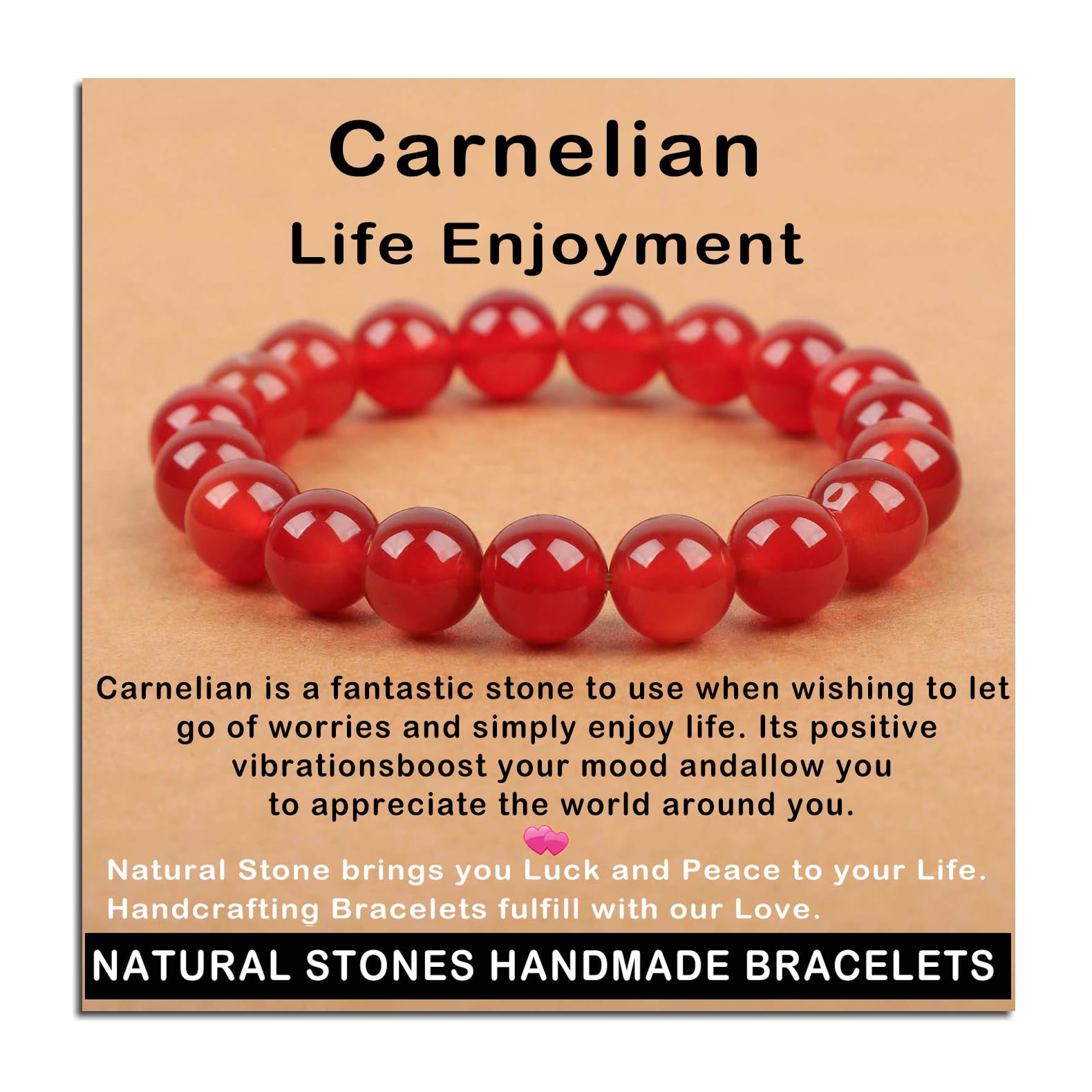 AD Beads Handmade Gemstone Stretch Elastic Bracelet