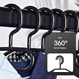 KEPLIN Space Saving Black Plastic Coat Hangers 20 Pack Swivel Non Slip view 5