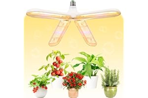 FLOWLAMP 200W LED Grow Light Bulb - 552 LED Plant Light Bulb E26/E27 Sunlike Full Spectrum Plant Grow Lamp with IP54 Waterproof Foldable Four-Leaf Lamp Body for Hydroponics Garden Greenhouse Houseplants
