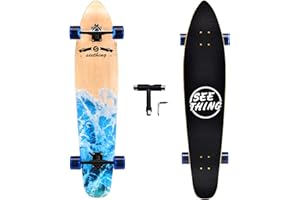 seething 42 Inch Longboard Skateboard Complete Cruiser Pintail,The Original Artisan Maple Skateboard Cruiser Pintail for Cruising, Carving, Free-Style and Downhill