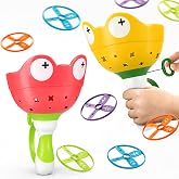 daboot Outdoor Flying Disc Launcher Toys for Kids Ages 4-8 (Red &amp; Yellow) | Manual Capture Toys Catching Outdoor Games, Outside Toys for Toddlers Christmas Easter Birthday Children's day Gifts