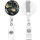 quohet 2 Pack Retractable Badge Holders Cute Badge Reel Badge Clip ID Card Holders for Student Office Worker Doctor Nurse Teacher(Clouds)