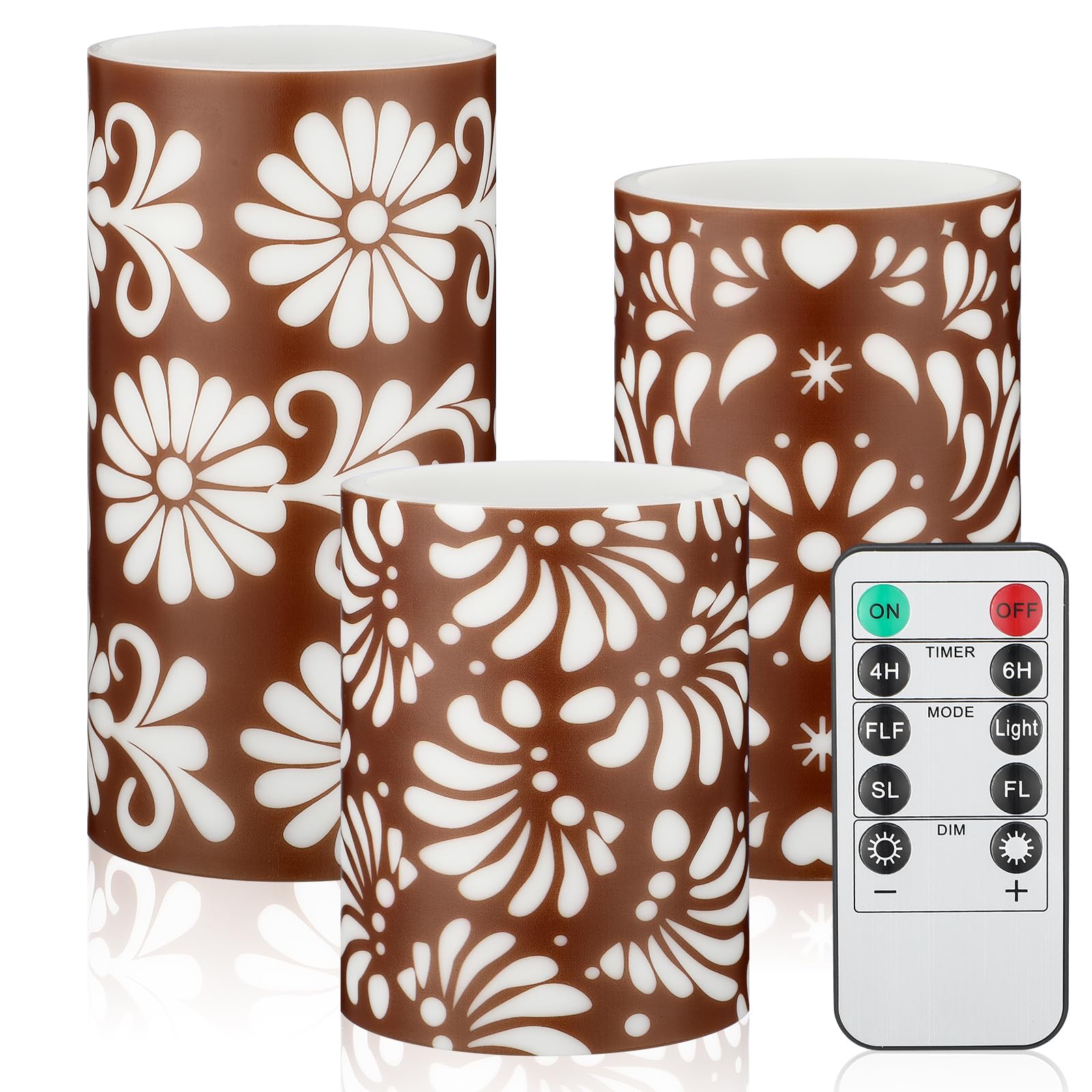 Photo 1 of **NEEDS AAA BATTERIES**
Baquler 3 Pcs Mexican Barro Flameless Candles with Remote Timer Battery Operated LED Flickering Pillar Mexican Home Decor Talavera Decor Mexico Gifts Dinner Holiday Decoration