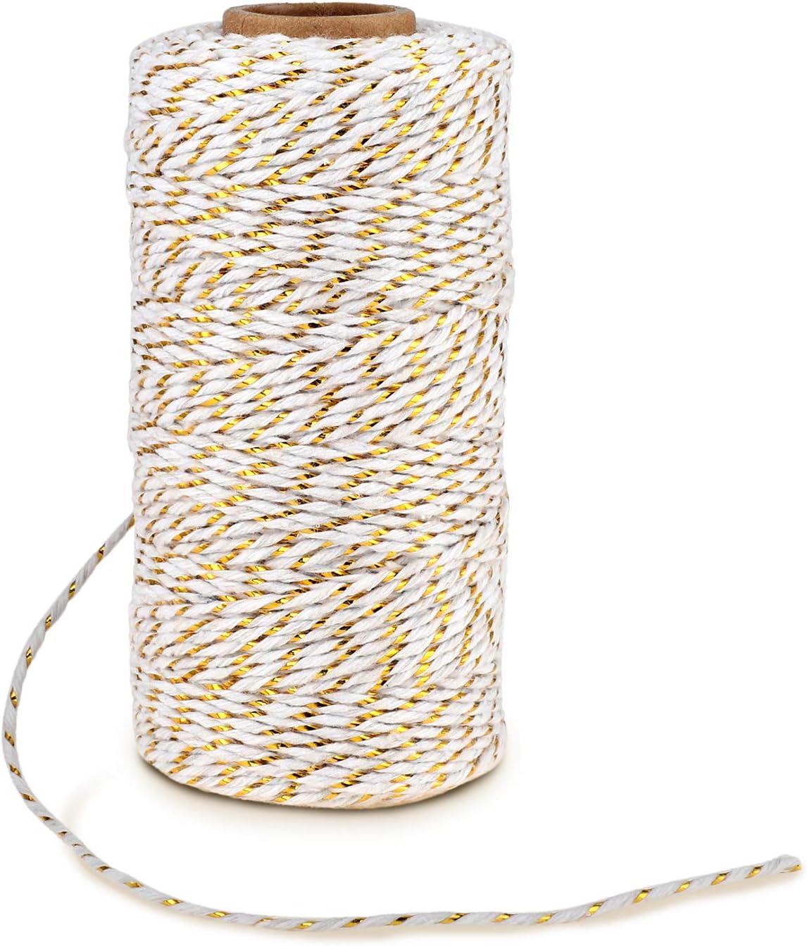Gold Twine String, Cotton Gold Bakers Twine, Christmas Gift Twine, 110 Yard 2 mm Gift Wrapping Holiday String Decorative Gold Metallic Twine Cotton Cord Rope : Office Products