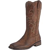 SheSole Women's Fashion Western Cowgirl Cowboy Boots Wide Square Toe Mid Calf