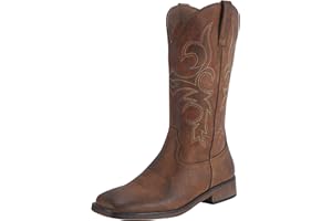 SheSole Women's Fashion Western Cowgirl Cowboy Boots Wide Square Toe Mid Calf