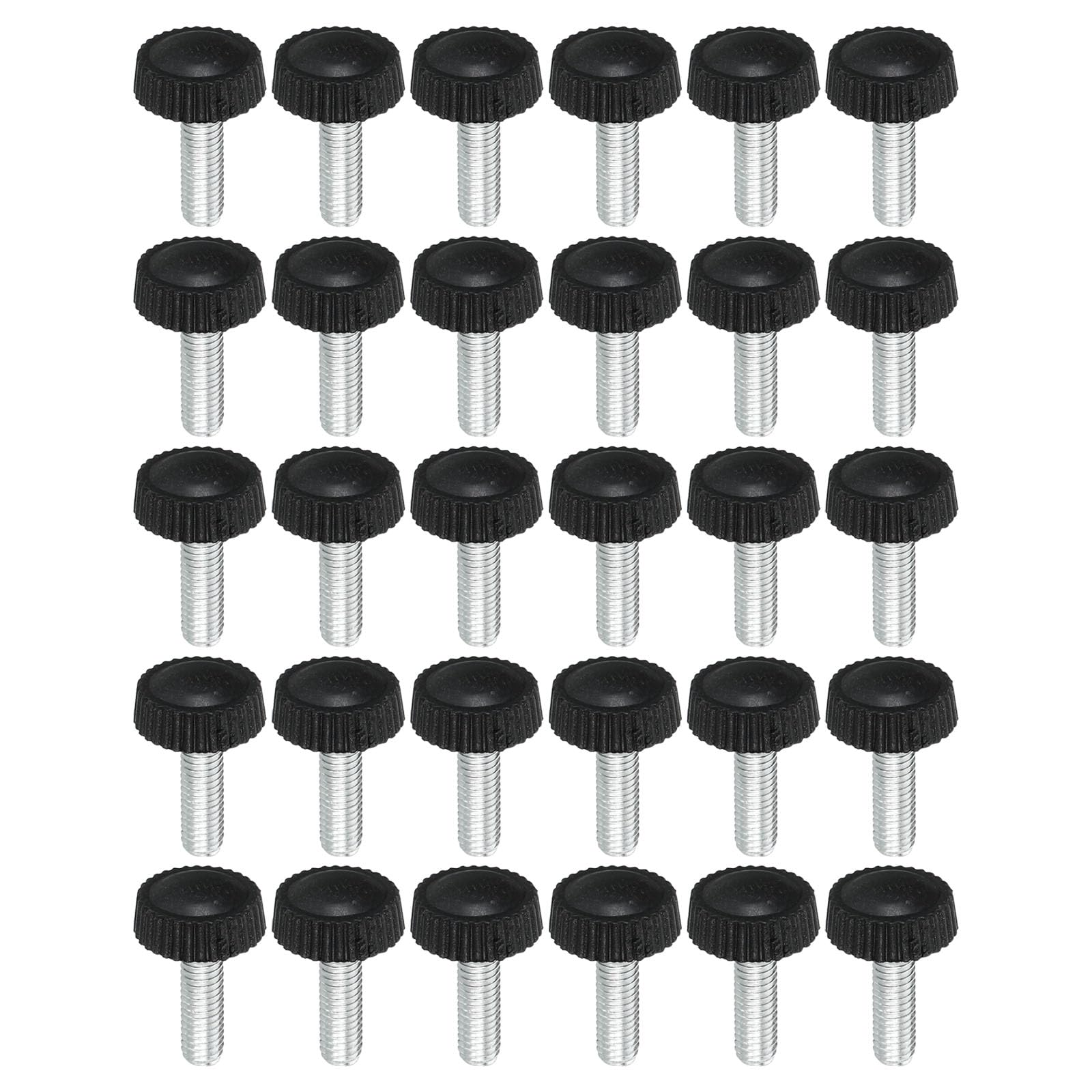 PATIKIL M5x16mm Knurled Thumb Screws, 30 Pack Male Thread Round Clamping Screws Knobs Hand Grip Bolts Mounting Fasteners for Lighting Furniture Hardware Black