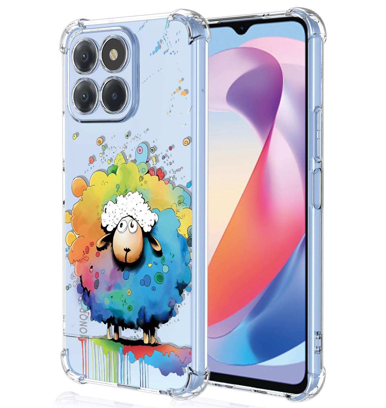 YUXING Clear Case for Honor X6a - Cute Cool Pattern Design Slim Transparent Protective Case Soft TPU Shockproof Bumper Cover (Sheep) — image 1