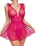 Lilosy Sexy Polka Dots Mesh Sheer Babydoll Chemise
